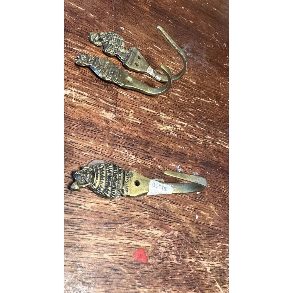 Vintage Brass Wall Hooks With Southern Belle Designs Set Of 3 Made In Canada Rus